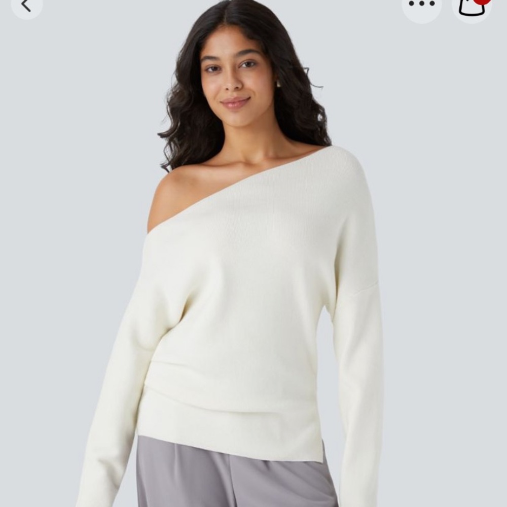 Lily white off the shoulder sweater from Halara-size large